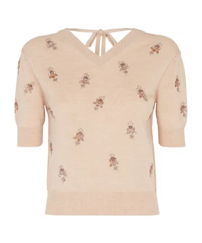 Fendi Short-sleeved Sweater In Nude