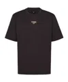 Fendi Gold Glitter Roma Lettering Cotton T-shirt In Black