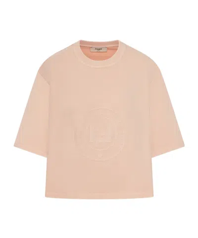 FENDI FENDI FF DETAILED CROPPED CREWNECK T-SHIRT
