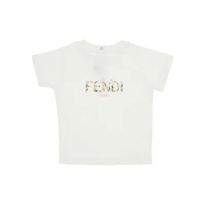 Fendi Short-sleeved T-shirt With Logo Print Kids In White