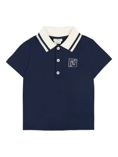 Fendi Babies' Short-sleeves Logo-detail Polo Shirt In Blue