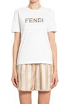 Fendi Striped Silk Shorts In White