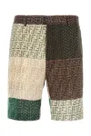 Fendi Ff Patchwork Linen Bermuda Shorts