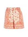 Fendi Technical Cotton Shorts With Coral Bandana Print In Multi