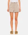 Fendi Beige 5-pocket Shorts With Embossed Logo Detail In Gray