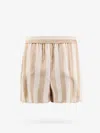 Fendi Striped Silk Shorts In Beige
