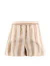 Fendi Striped Silk Shorts In Beige