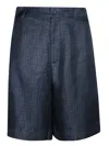 Fendi Silk Ff Patterned Belt Loop Shorts In Blue