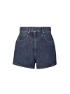 Fendi Logo Patch Mini Denim Shorts In Blue
