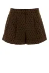 Fendi Printed Stretch Wool Blend Shorts In Brown