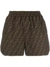 Fendi Ff Motif Canvas Shorts In Brown