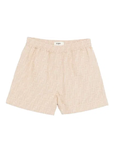 Fendi Ff Chambray Shorts In Neutral