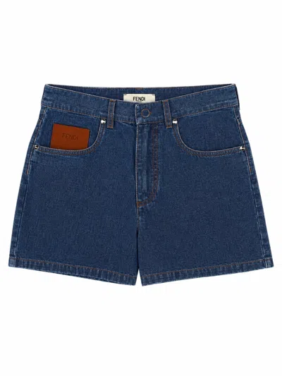 Fendi Shorts In Denim In Blue