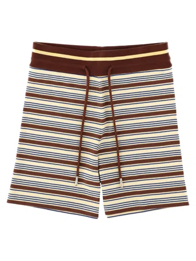 Fendi Shorts In Maglia Di Cotone A Righe In Multi