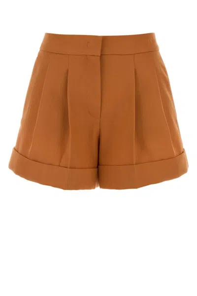 Fendi Women Orange Grain De Poudre Shorts In Brown