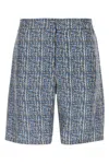 Fendi Short Trousers In Blue Ff Silk In Printed