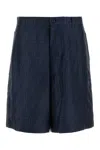Fendi Silk Ff Patterned Belt Loop Shorts In Blue