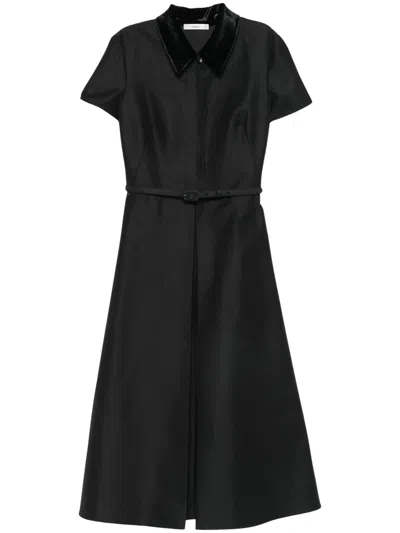 Fendi Short-sleeve Belted Shirt Dress In Black