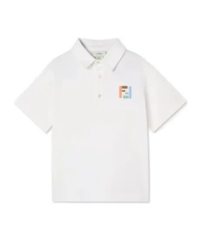 Fendi Kids' Short-sleeve Polo Shirt In White