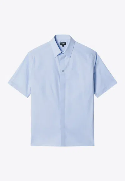 Fendi Short-sleeved Boxy Shirt In Blue