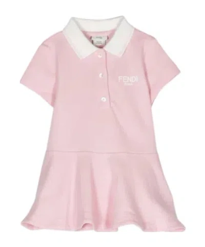 Fendi Kids' Short-sleeved Collared Dress In Pink