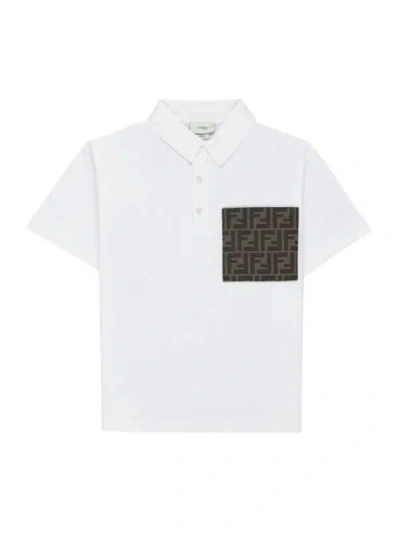 Fendi Short-sleeved Jersey Junior Polo Shirt In White
