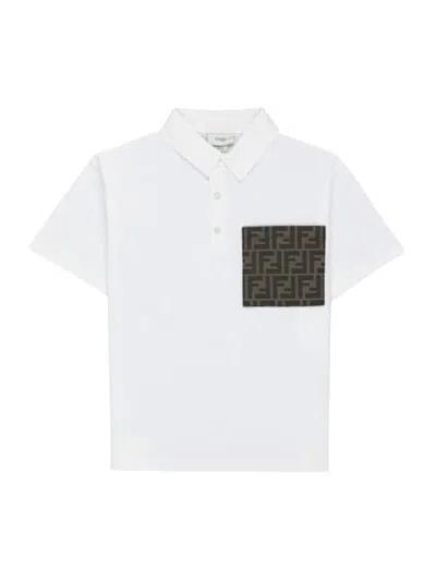 Fendi Short-sleeved Jersey Junior Polo Shirt In White