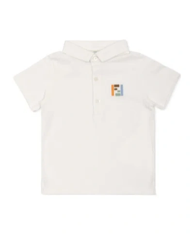 Fendi Babies' Short-sleeved Polo Shirt In White