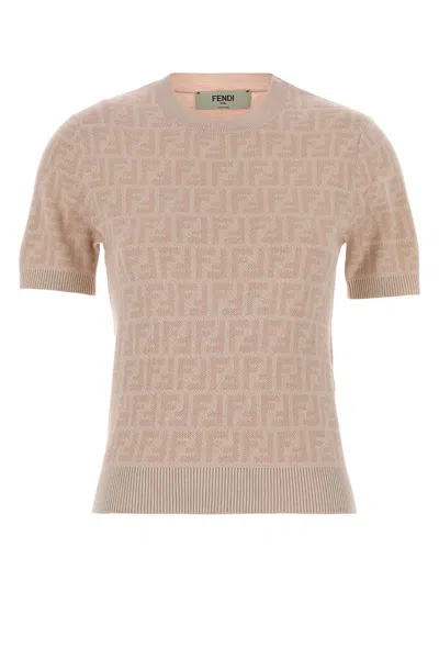 Fendi Short-sleeved Sweater In Neutral