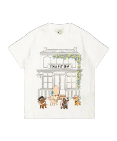 Fendi Kids' Short-sleeved T-shirt In White