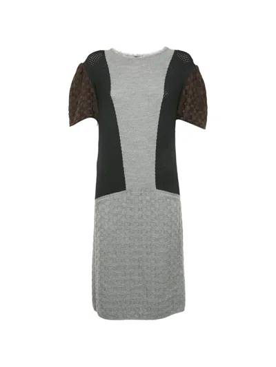 Pre-owned Fendi Short-sleeves Mini Dress In Gray