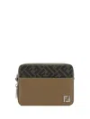 Fendi Jacquard Print Leather Shoulder Bag In Brown