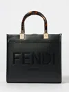 Fendi Black Leather Medium Sunshine Shopper Tote Bag In Black