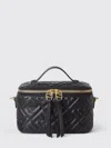 Fendi Women Vanity Leather Shoulder Bag With Ff Motif In Black