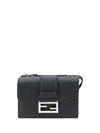 Fendi Baguette Double Leather Crossbody Bag In Black