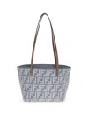 Fendi Small Roll Ff-logo Leather-handle Tote Bag In Blue