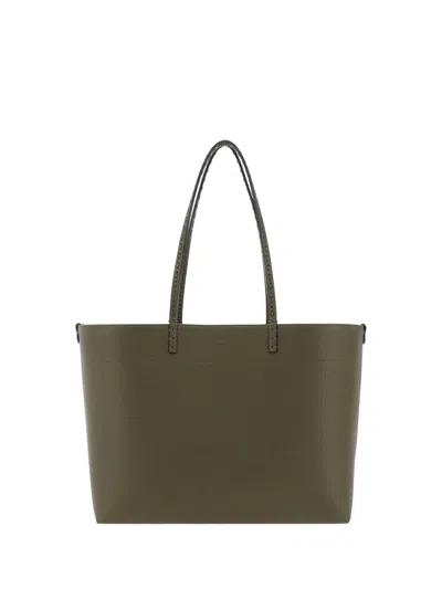 Fendi Green Selleria Shopper With 218 Hand-sewn Topstitches In Brown