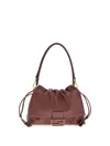 Fendi Bordeaux Calf Leather Bos Taurus Shoulder Bag In Brown