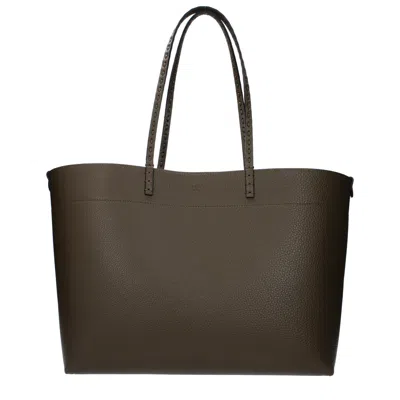 Fendi Shoulder Bags Roll Women Leather Brown/khaki