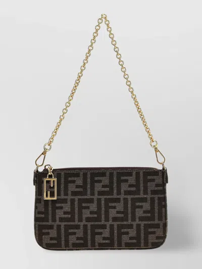 Fendi Shoulder Bags With Chain Strap And Gold-tone Hardware In Black