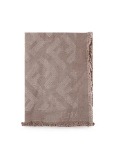 Fendi Shoulder Scarf Ff In Light Dove,grey