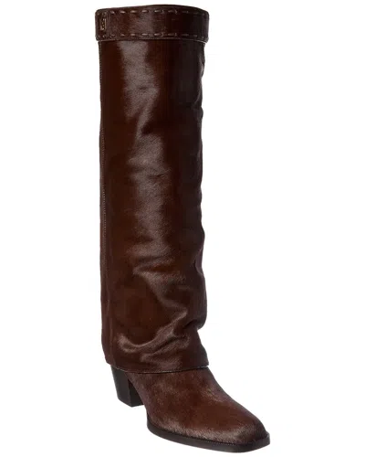 Fendi Show Haircalf Knee-high Boot In Brown