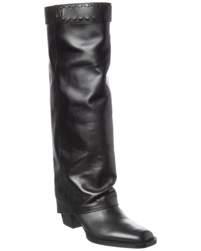 Fendi Show Leather Knee-high Boot In Animal Print