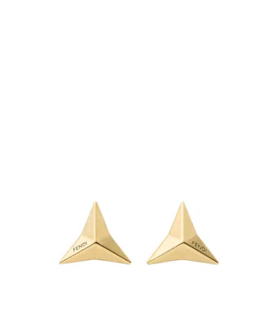 Fendi Sign Stud Earrings In Gold