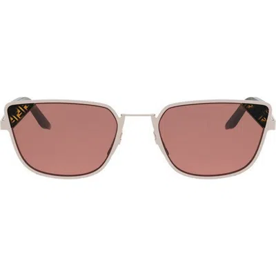 Fendi Signature 53.7mm Rectangular Sunglasses In Metallic