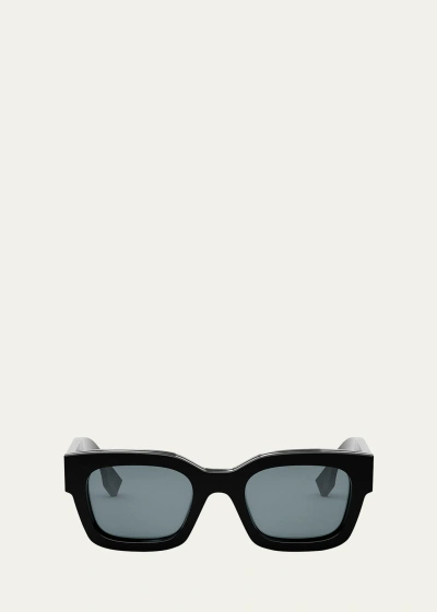 Fendi Signature Acetate Cat-eye Sunglasses In Black