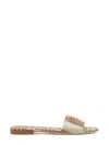 Fendi Signature Beige Fabric Slides In Neutrals