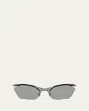 Fendi Signature Crystal Cat-eye Sunglasses In Black