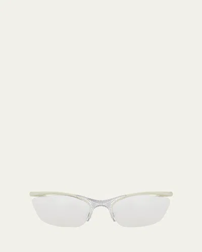 Fendi Signature Crystal Cat-eye Sunglasses In Green