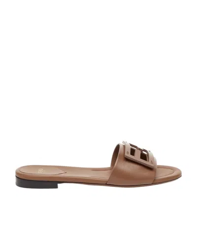 Fendi Signature Ff Baguette Sandals In Brown